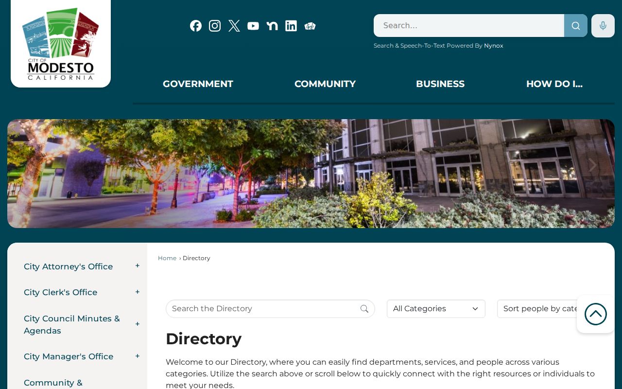 Stanislaus County city directory reference image of a municipal staff directory companion