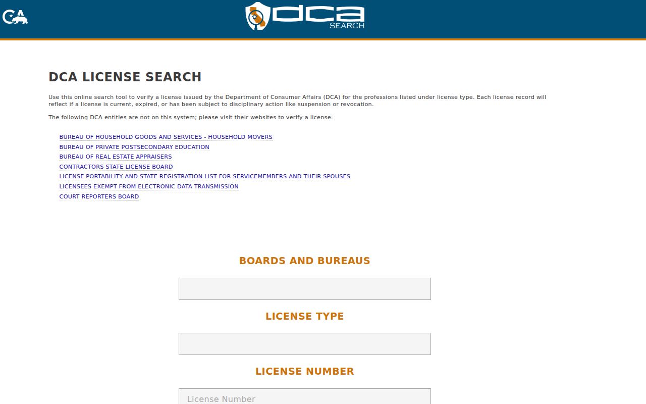 Stanislaus County resident lookup California professional license search